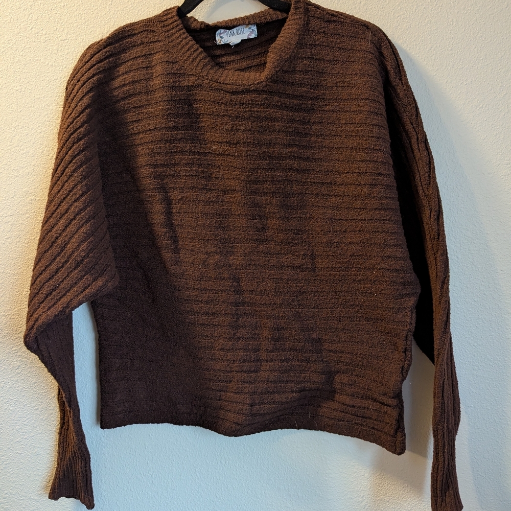 Pink Rose Brown Sweater Size S